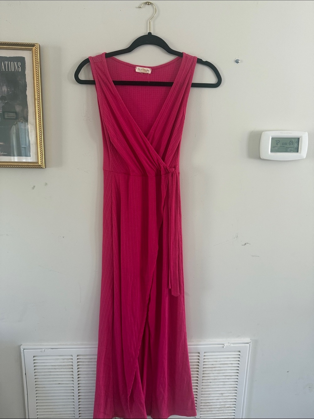See You Monday Hot Pink Wrap Maxi Dress